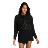 A New Day Womens Long Sleeve Tinsel Button  Party Cardigan Sweater Black M