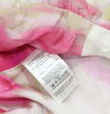 DKNY Womens Floral-Print V-Neck Cap-Sleeve Top May Watercolor Pink Multi L