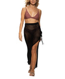 Dotti Womens Crochet Side-Tie Cover-up Maxi Skirt 85273 Black S
