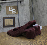 Aerosoles Elastic Slingback Block Heel Pump Deep Aubergine Suede Purple 10M