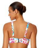 Anne Cole Womens Watercolor Paisley Shirred Bikini Top Swim Multi White M