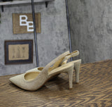Michael Michael Kors Womens Alina Flex Sling Pump Heels Pale Gold 6.5M