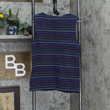Christopher & Banks Womens Textured Stretch Striped Sleeveless Blouse Shirt Top