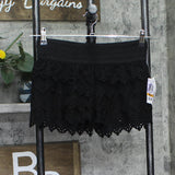American Rag Laser-Cut Faux-Suede Ruffled Eyelet Cropped Shorts Classic Black S