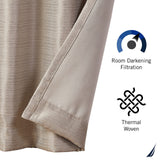 Nautica Robin Thermal Woven Window Curtain Panel Pair Natural Brown 52x63