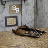 A New Day Womens Camille Satin Slingback Bow Flats 94648291 Brown 6.5M