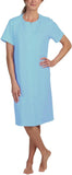 Miss Elaine Womens Embroidered Short Sleeve Robe Nightgown 859834 French Blue L