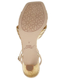 Jewel Badgley Mischka True Kitten Heel Sandals Wrap Strap Gold Yellow 6.5M