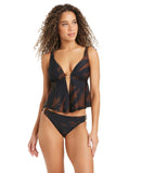 Bar III Breeze Fly Away Over-the-Shoulder Tankini Swim Top Java Brown / Black M