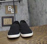 White Mountain Womens Slip-On Stretch Bling Sneaker Black 10M