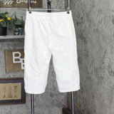 Karen Scott Sport Womens Petite Knit Drawstring Capri Pants White PL