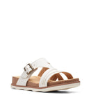 Clarks Women's Collection Brynn Hope Flat Sandals 26165168 White Leather 8.5M
