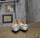 On 34th Womens Millee Embellished Bow Flats 10019810900 Silver Tweed Gray 5M