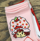 High Point Design Womens Strawberry Shortcake 3-Pack Mid Crew Socks Pink Multi S