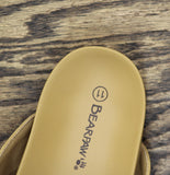 Bearpaw Criss-Cross Strappy Faux Leather Slip-On Sandals Iced Coffee Brown 11M