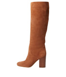 Michael Michael Kors Womens Leigh Suede Block Heel Dress Boots Luggage Brown 10M