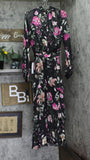 Rachel By Rachel Roy Metallic Mock Neck Sheer Sleeve Maxi Dress Black Multi 12