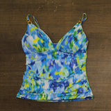 Bleu Rod Beattie Womens Beach Life V-Neck Tankini Top Swim Cool Blue Multi 12