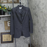 Calvin Klein Womens Single Button Blazer Suit Jacket Charcoal Gray / Cream 6