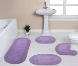 Home Weavers Double Ruffle Collection Bathroom Rugs 4-Piece Set Purple Standard