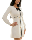 BCX Juniors Bow-Trim A-Line Sweater Dress 1104P5T Ivory Off White 2XL