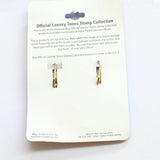 Starline Creations Bugs Bunny Stamp Dangle Earrings Gold Yellow 1.75"