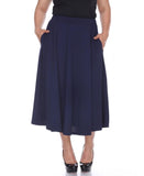 White Mark Womens Plus Size Tasmin Flare Midi Skirt PS709-022XL