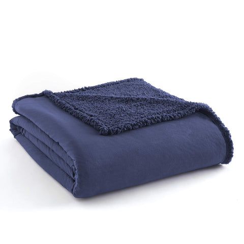 Shavel Micro Flannel Sherpa Reversible Blanket Smokey Mountain Blue King
