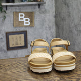 Bearpaw Slingback Woven Raffia Open Toe Buckle Sandals Natural Tan Brown 8M
