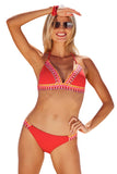 Becca Delilah Halter Bikini Swim Top 613157 Fire Red M