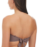 Sanctuary Womens Refresh Rib Bandeau Bikini Top SARR25155 Iron Brown M
