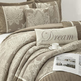 Stratford Park Therese 7-Piece Damask Comforter Set Beige Brown King