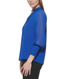 Calvin Klein Womens Long Sleeve Ruffle Collar Blouse M2TAI691