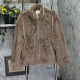 A New Day Womens Faux Fur Zip Up Jacket 94745753 Brown 2XL
