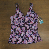 Swim Solutions Swim Bikini Paisley-Print Tankini Top Dancing Paisley Black 16