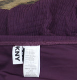DKNY Womens Shirred One-Piece Swimsuit Bandeau Textured Port Texture Purple L