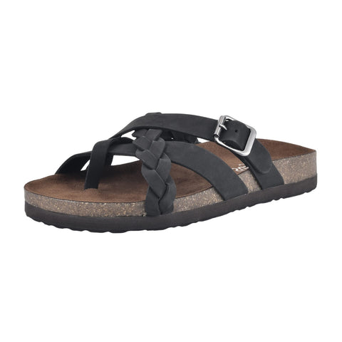 White Mountain Womens Harrington Footbed Sandal Strappy Black / Nubuk 9M