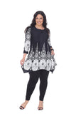 White Mark Womens Plus Size Dulce Tunic Top Black / White 4X
