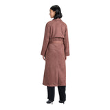 A New Day Faux Suede Double-Breasted Belted Trench Coat f00251322 Brown S