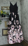 Xscape Womens  Floral Sleeveless V Neck Full-Length Formal Dress XC182 Black 8