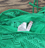 Becca Womens Crochet One Piece Plunge Neck Swimsuit 711057 Emerald Green L