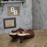 A New Day Slingback Pointed Toe Faux Leather Kitten Heels Burgundy Red 7M
