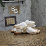 Naturalizer Nia Strappy Slingback Sandal Leather Block Heel Champagne Brown 5M