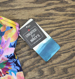 Swim Solutions Garden Swan Triple-Tiered Tankini Swim Top Navy Multi Blue 10