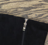 Journee Collection Block Heel Knee High Boots with Side Zip Black Suede 7M