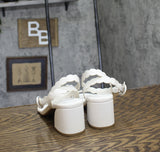 On 34th Womens Pathina Scalloped Sandals Block Heel White Smooth 8.5M