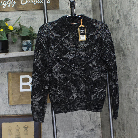 Weatherproof Vintage Mock Neck Ribbed Knit Pullover Sweater Caviar Black XS