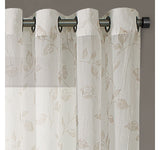 Regal Home Print Grommet Sheer Single Curtain Panel Ivory Linen Brown 50x95