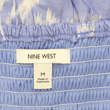Nine West Womens Off the Shoulder Lightweight Woven Maxi Dress Blue White M