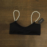 Kate Spade Womens String of Pearls Crop Bikini Swim Top S20487 Black L